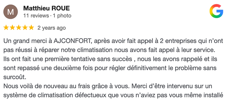 Avis client AJConfort